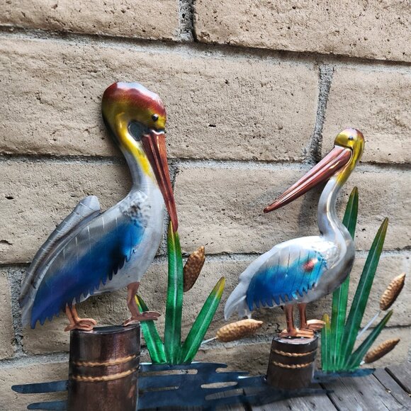 24" L, Pelican Pair Weather Resistant Metal Wall/Fence Decor - Picture 4 of 5